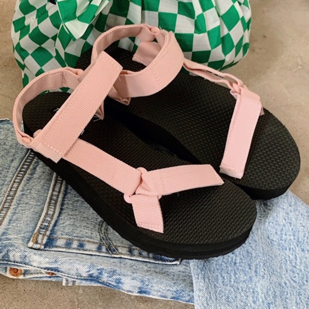 Blush Pink Velcro Strap Sandal